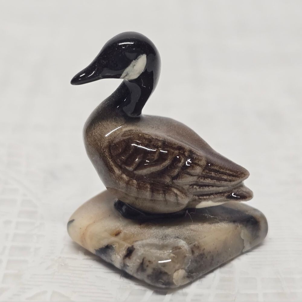 Vintage Hagen Renaker Ceramic Miniature Canadian Goose Figurine On Marble Base